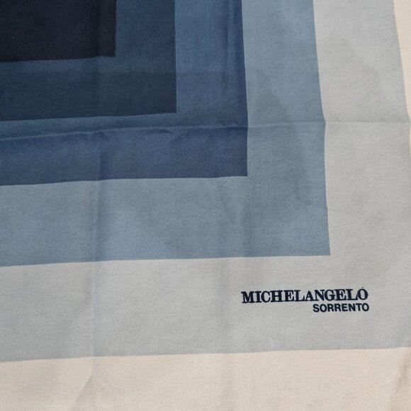 Michelangelo Sorrento Blue Gradient Square Silk Scarf 30"x30" Head Wrap - Picture 5 of 8